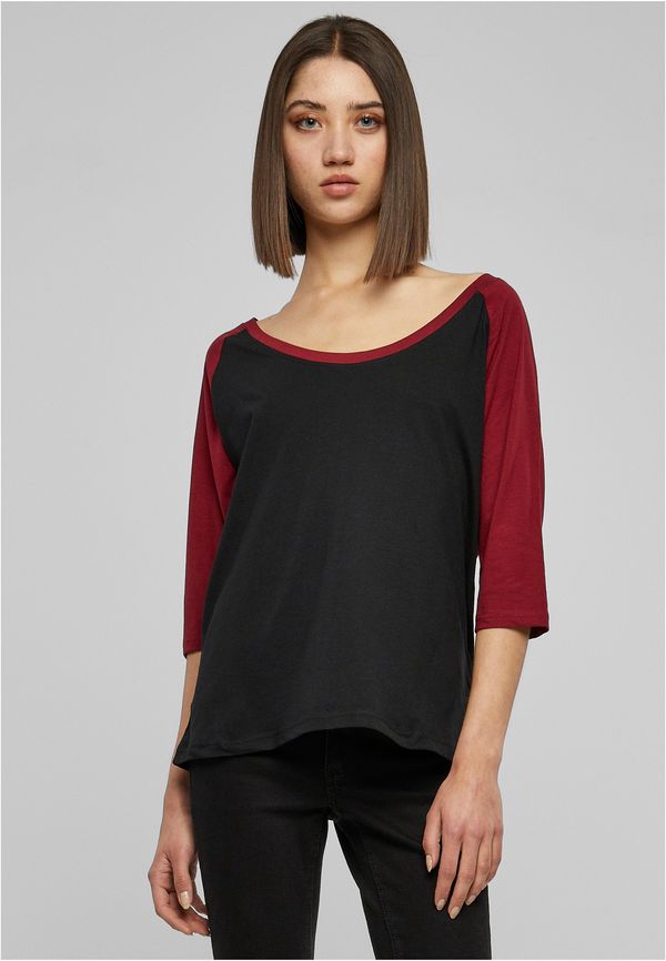 Urban Classics Women's 3/4 contrast raglan t-shirt blk/burgundy