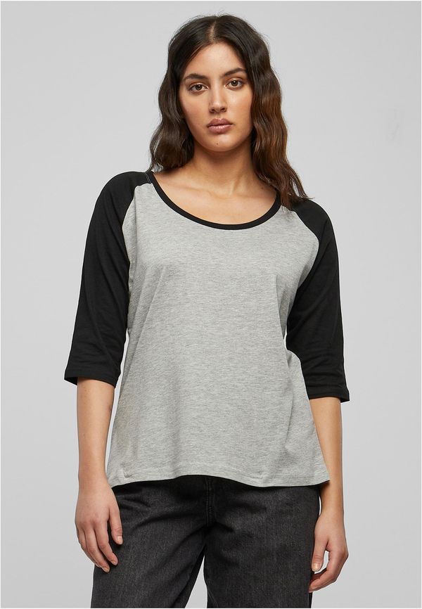 Urban Classics Women's 3/4 contrast raglan T-shirt grey/bl