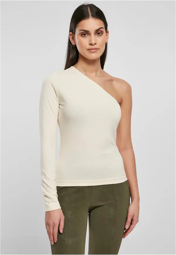 Urban Classics Women's asymmetrical white sand with long sleeves