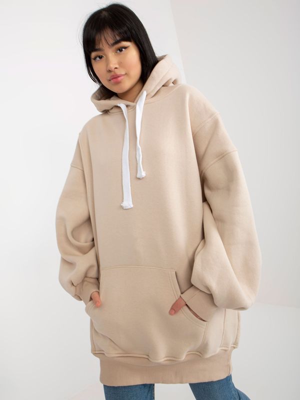 Fashionhunters Women's Basic Hoodie - Beige