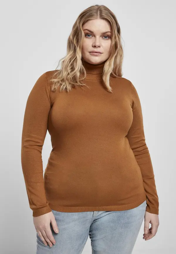 Urban Classics Women's basic turtleneck caramel sweater