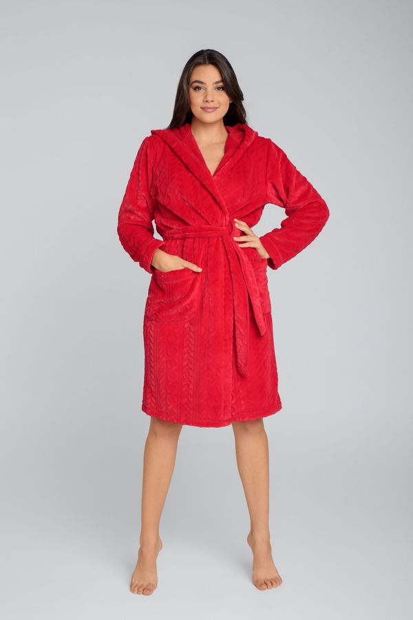 Italian Fashion Women's bathrobe Zala with long sleeves - red