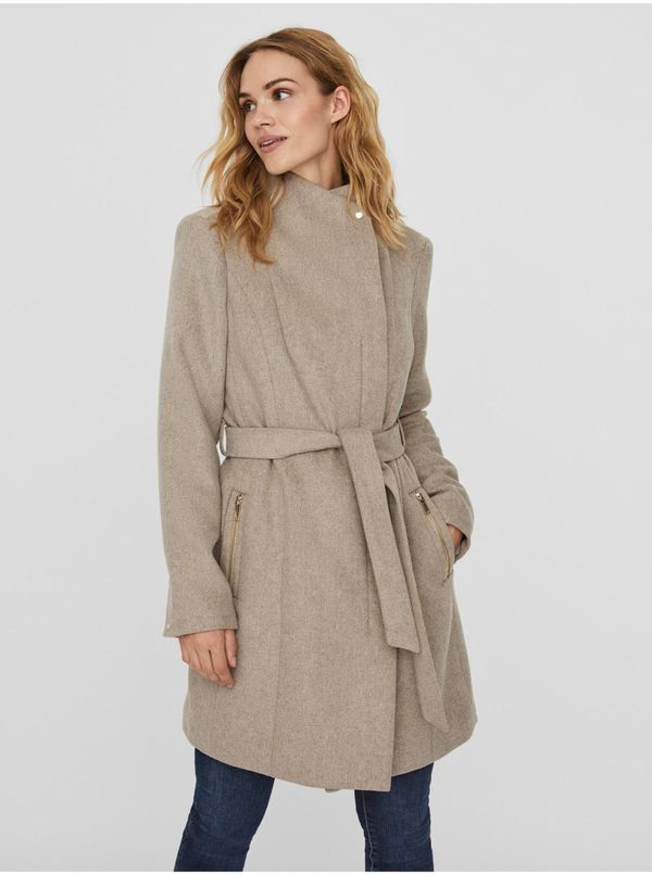 Vero Moda Women's beige coat with wool Vero Moda Wodope - Women