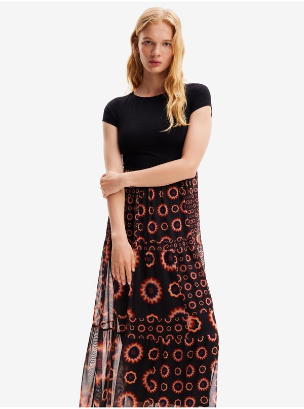 DESIGUAL Women's black floral maxi dress Desigual Galiana - Women