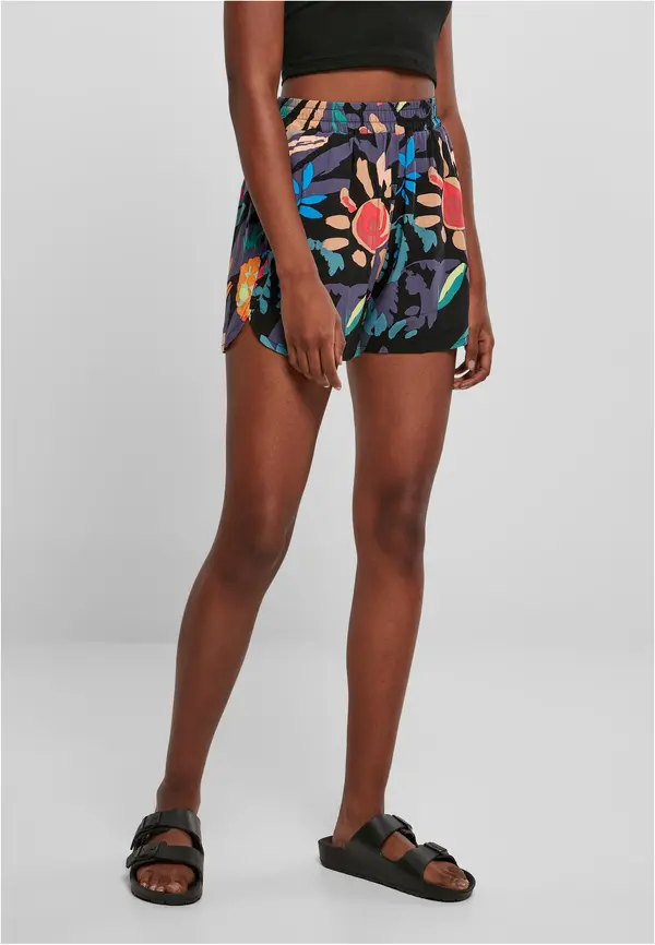 Urban Classics Women's black shorts AOP Viscose Resort Shorts
