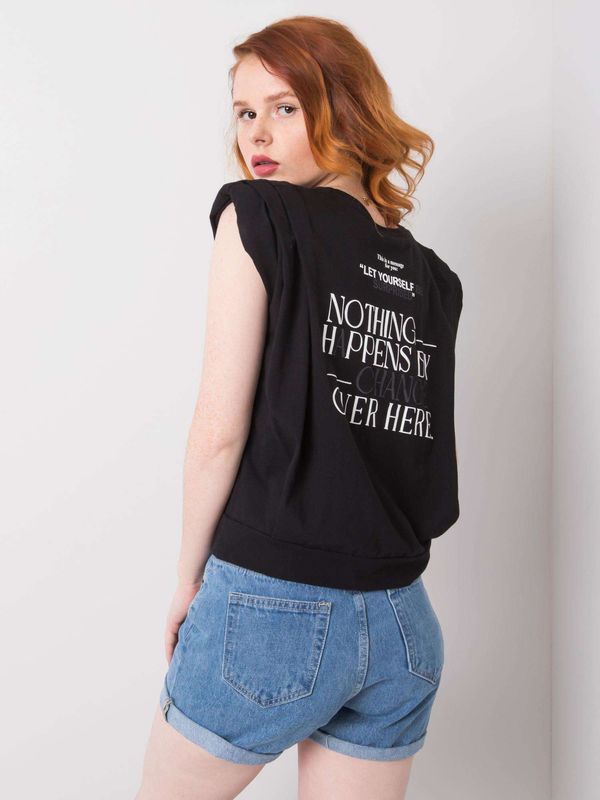 Fashionhunters Women's black T-shirt with inscription