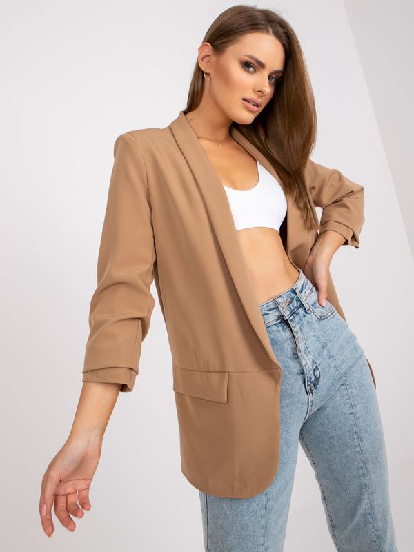 Fashionhunters Women's blazer Fashionhunters Beige