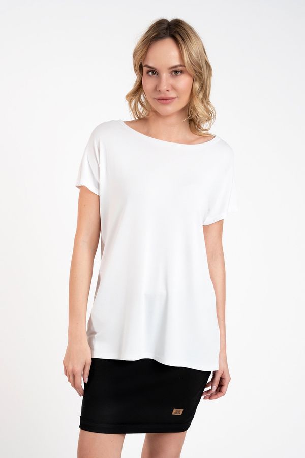 Italian Fashion Women's blouse Ksenia with short sleeves - white