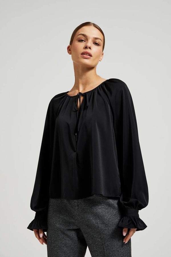 Moodo Women's blouse Moodo with puff sleeves - black