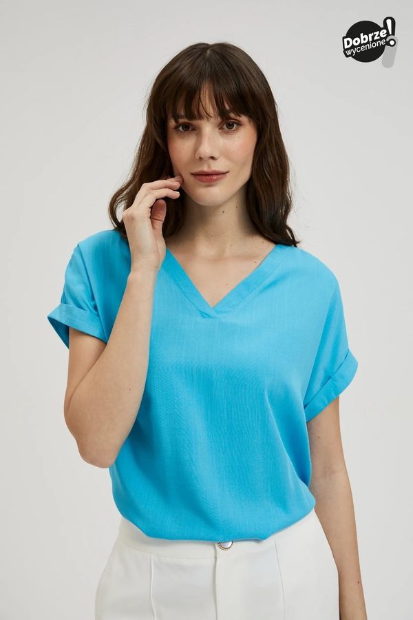 Moodo Women's blouse with V-neck MOODO - blue