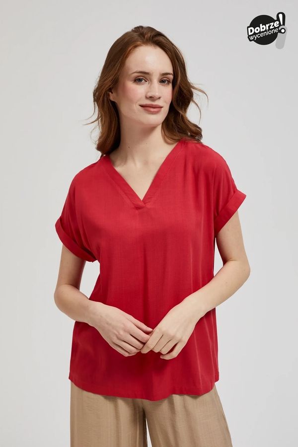 Moodo Women's blouse with V-neck MOODO - red