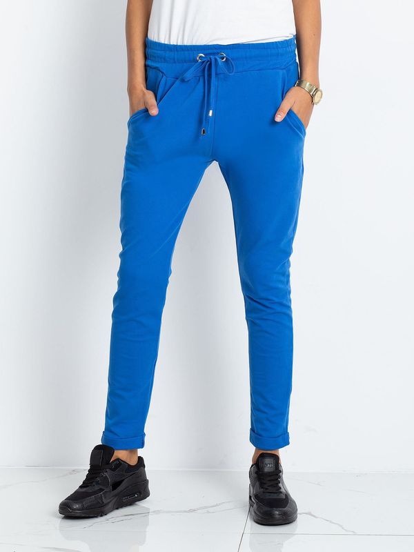 Fashionhunters Women's blue cotton sweatpants