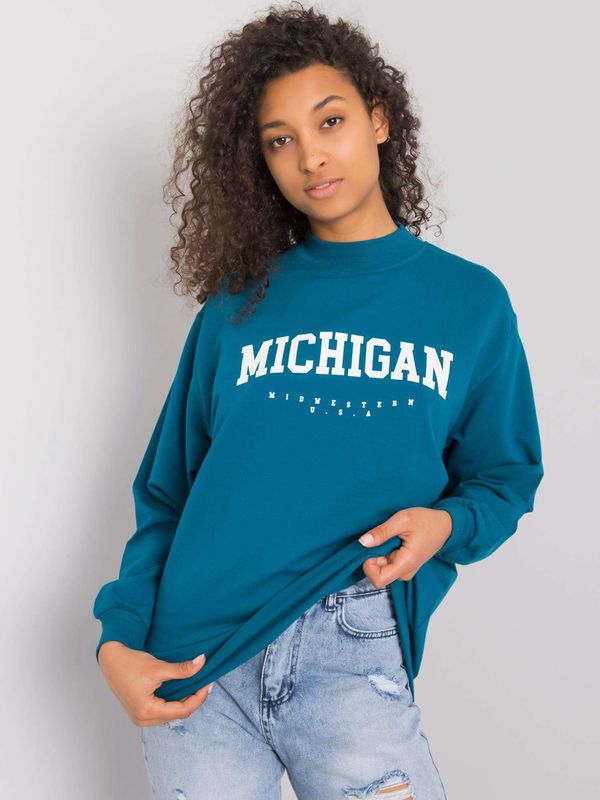 Fashionhunters Women's blue cotton sweatshirt RUE PARIS