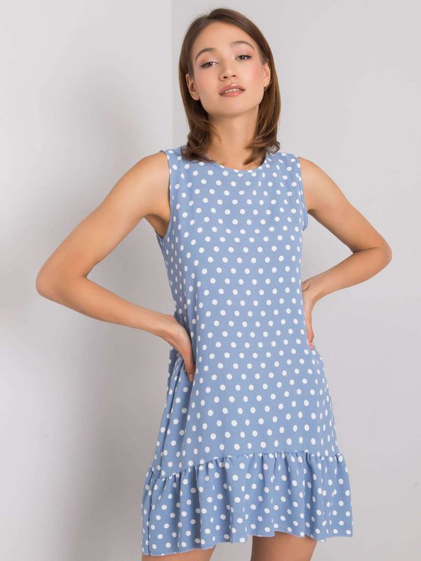 Fashionhunters Women's blue polka dot dress RUE PARIS