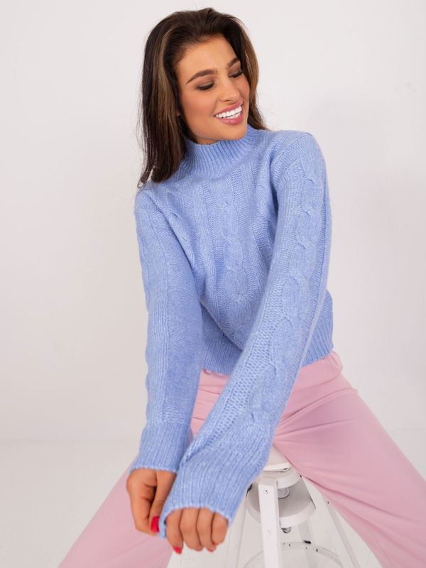 Fashionhunters Women's blue sweater MAYFLIES with cables