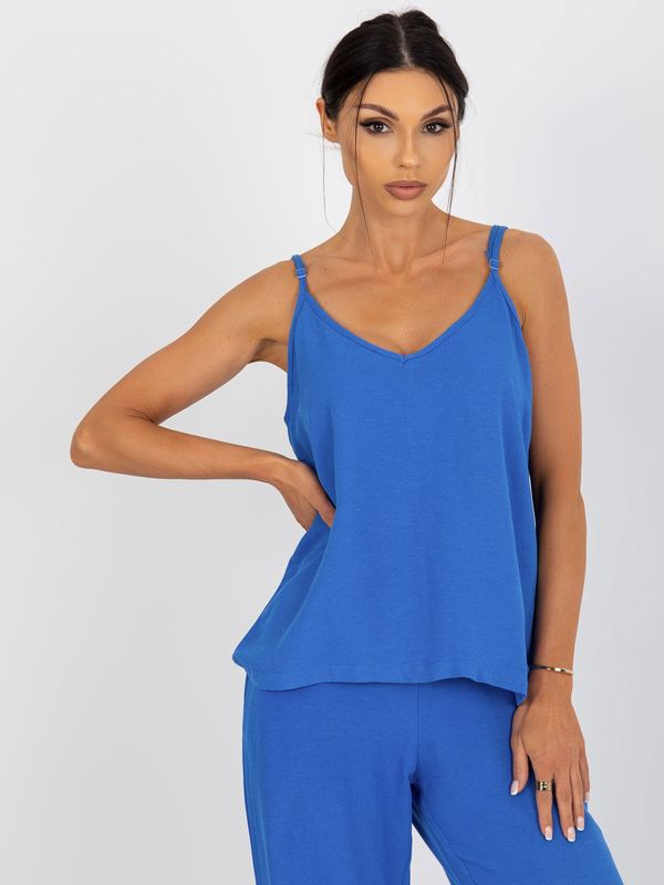 Fashionhunters Women's blue top with V och bella neckline