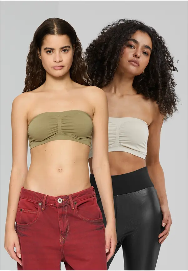 Urban Classics Women's bra Bandeau 2-Pack beige/khaki