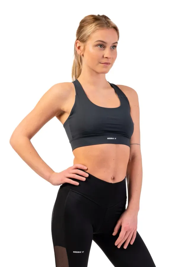 NEBBIA Women's bra Nebbia Active Sports Bra with medium impact 413 dark grey S