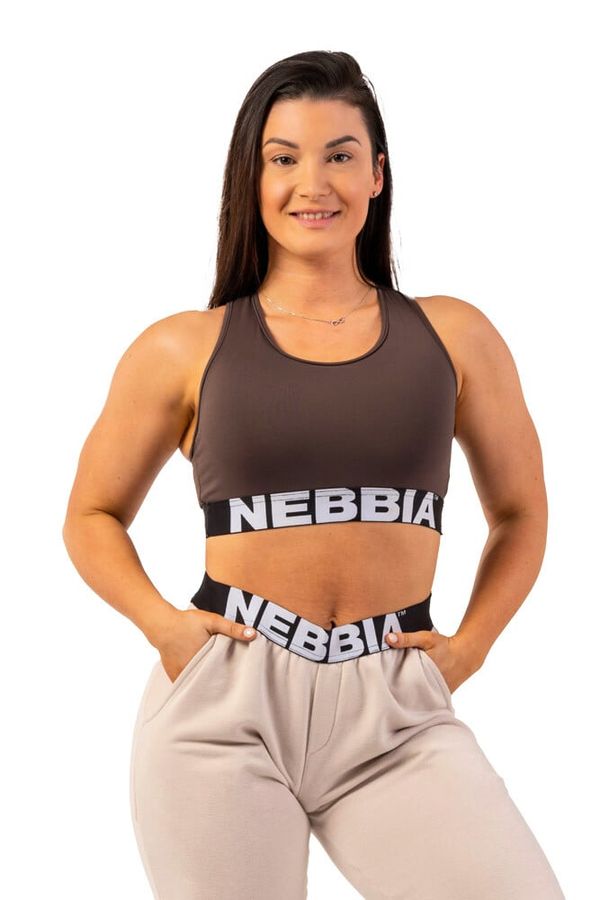 NEBBIA Women's Bra Nebbia Medium Impact Cross Back Sports Bra 410 brown S