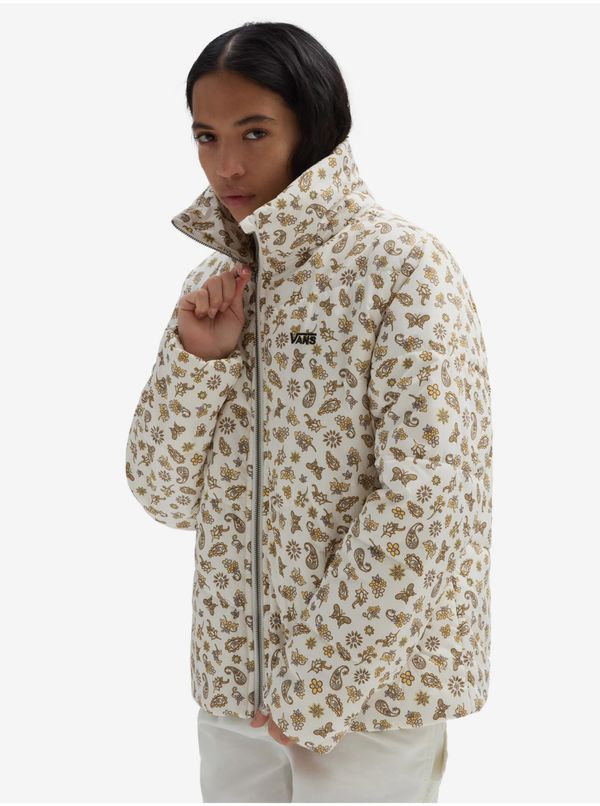 Vans Women's Brown-Cream Patterned Quilted Jacket VANS Foundry Print Pu - Women