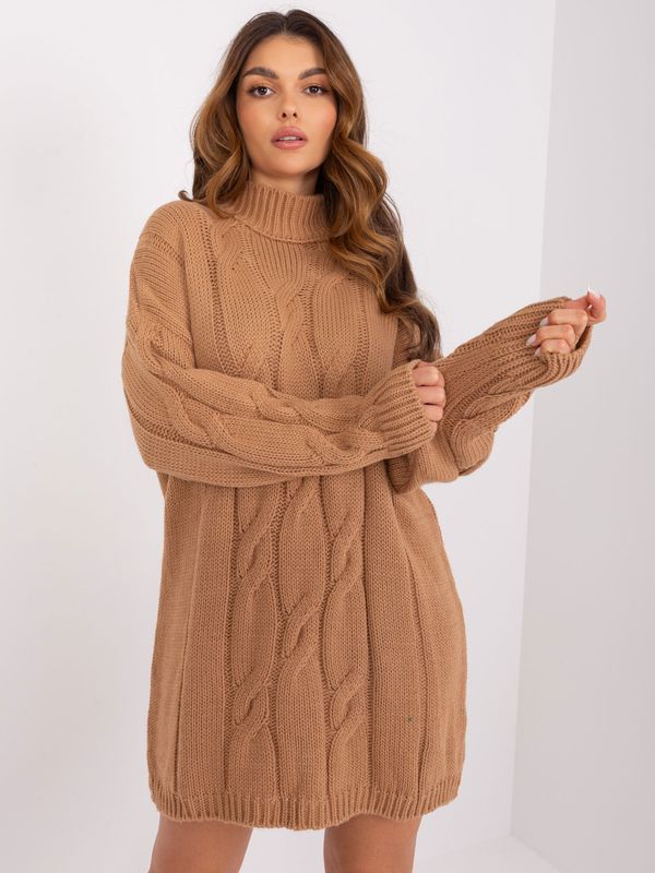 Fashionhunters Women's camel braid dress RUE PARIS