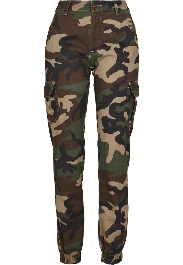 Urban Classics Women's camo cargo pants high waist woodcamo