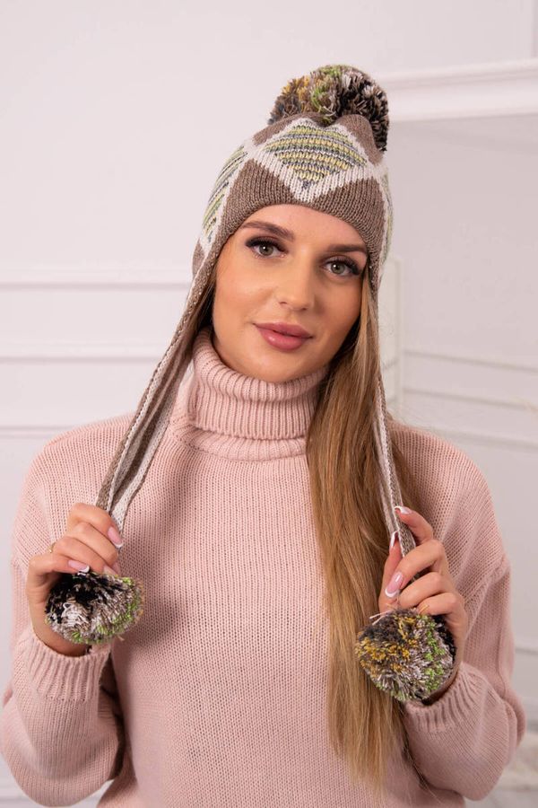 Kesi Women's cap with long ears Eunika K322 cappuccino+beige