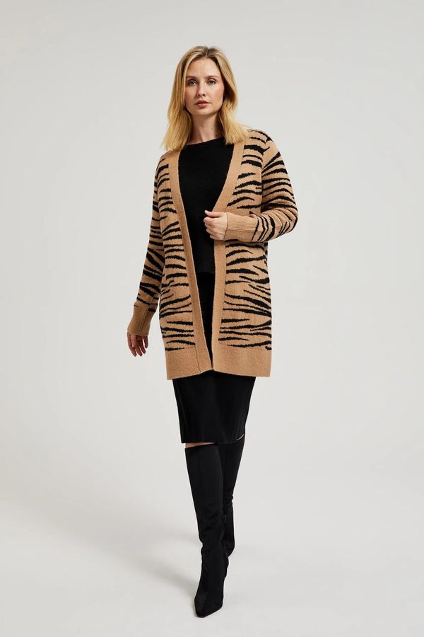 Moodo Women's cardigan with animal pattern MOODO - beige