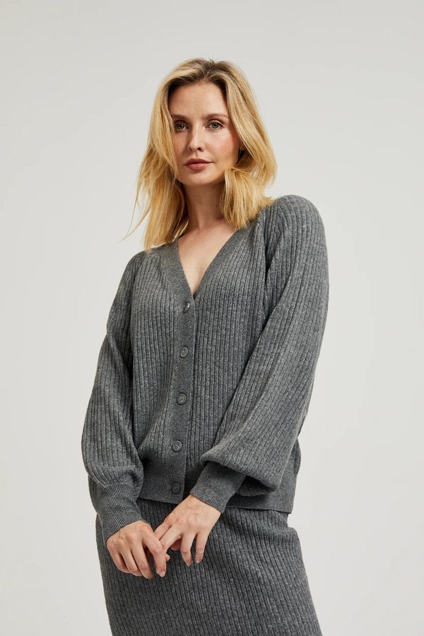 Moodo Women's cardigan with buttons and puffed sleeves MOODO - gray