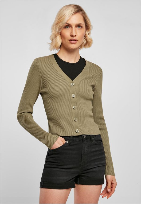 Urban Classics Women's cardigan with short rib knit - khaki