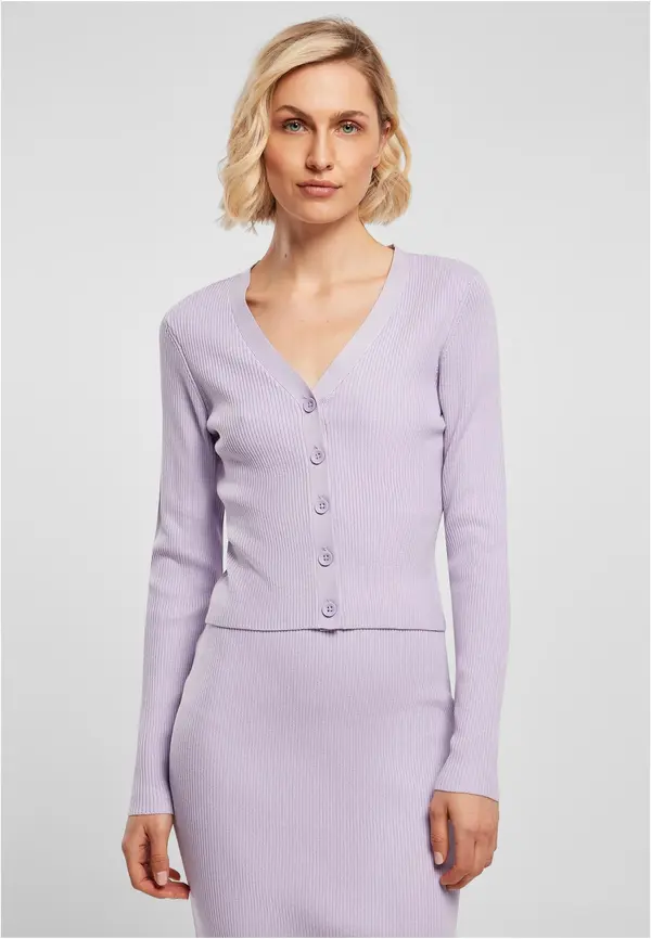 Urban Classics Women's cardigan with short rib knit - lilac