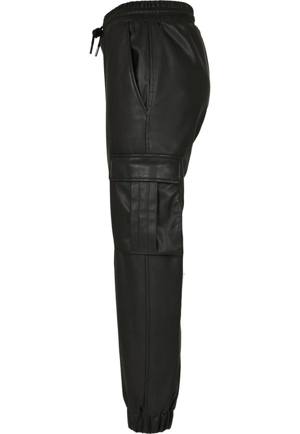 UC Ladies Women's Cargo Pants Made of Faux Leather Black