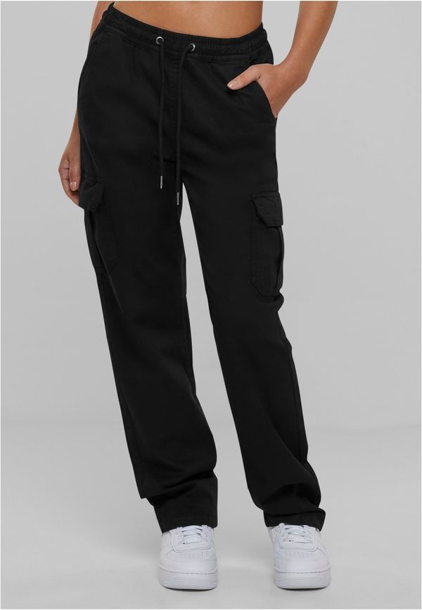 Urban Classics Women's Cargo Twill High Waisted Trousers - Black