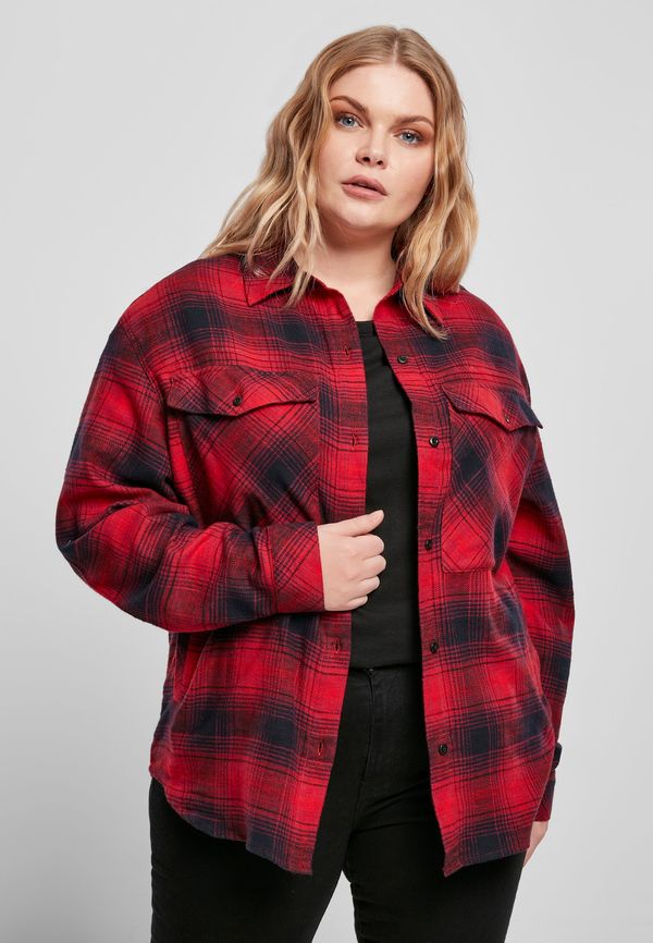 Urban Classics Women's Check Overshirt Navy Blue/Red