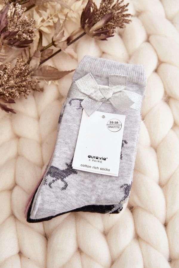 Kesi Women's Christmas Socks 3-Pack Grey and Black