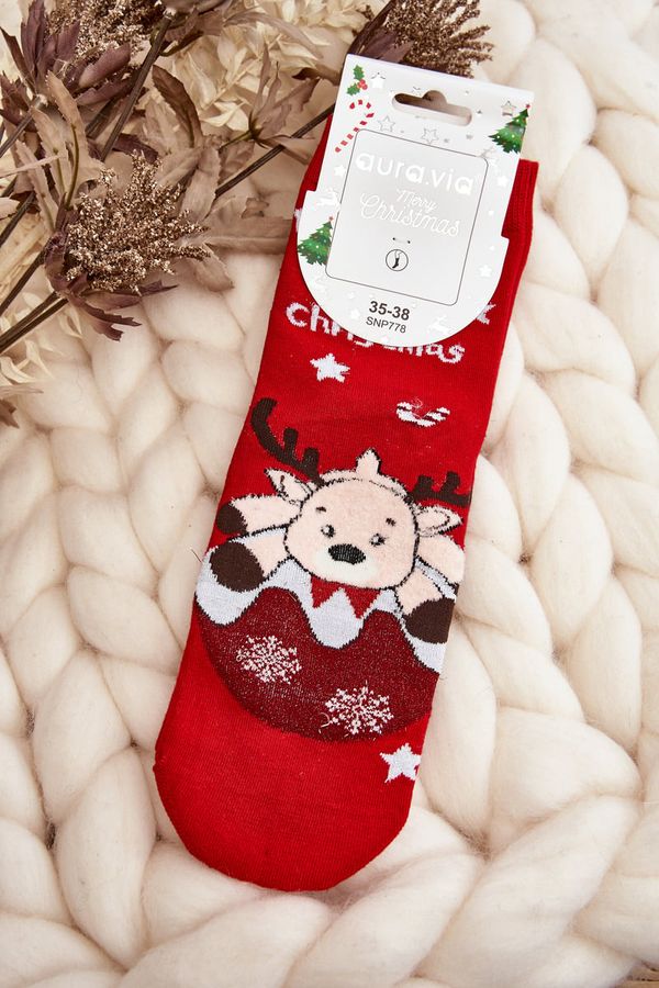 Kesi Women's Christmas Socks with Red Reindeer