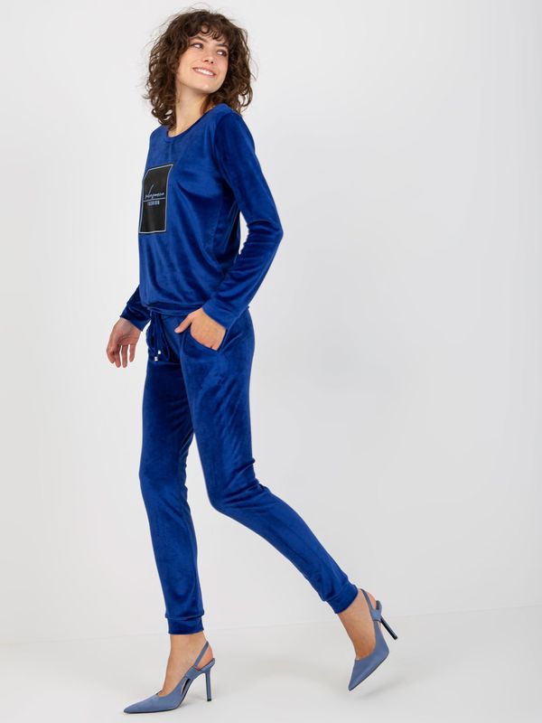 Fashionhunters Women's cobalt velour set with print