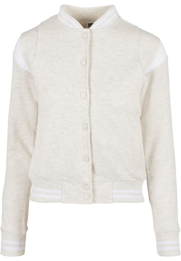 Urban Classics Women's College Sweat Jacket Light Grey/White