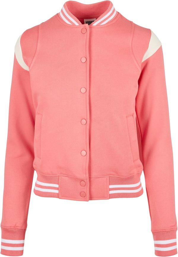 Urban Classics Women's College Sweat Jacket Light Pink/White Sand