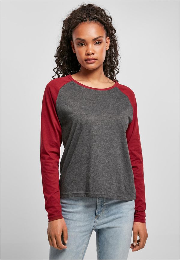 UC Ladies Women's contrasting long-sleeved raglan charcoal/burgundy