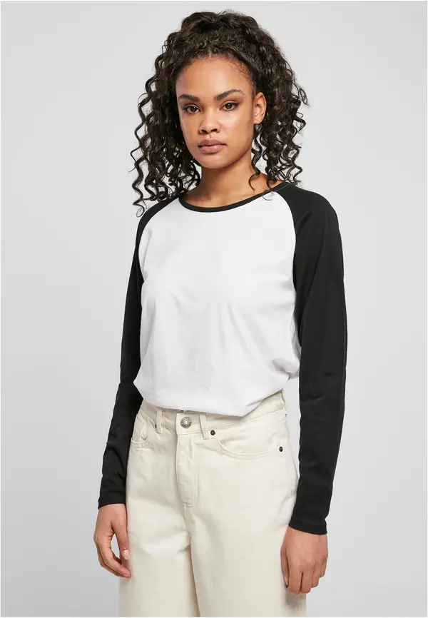 Urban Classics Women's contrasting raglan long sleeve white/black