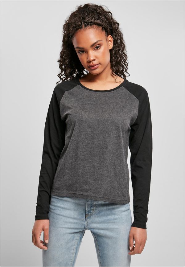 UC Ladies Women's contrasting raglan long sleeves charcoal/black