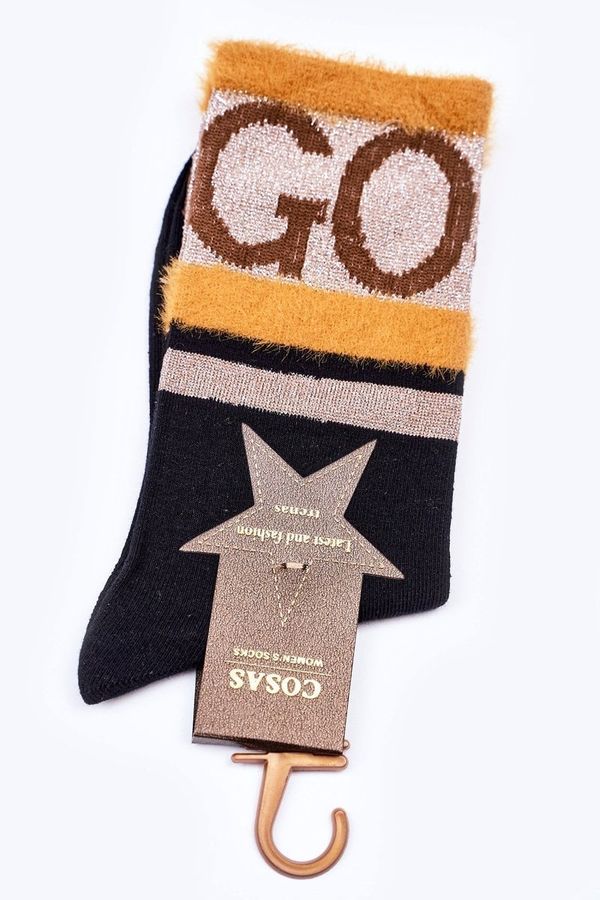 Kesi Women's cotton socks GO-GO WITH FUR COSAS BLACK