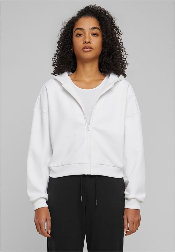 Urban Classics Women's Cozy Short Zip Sweatshirt White