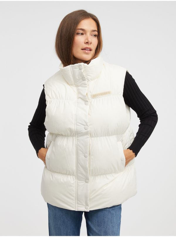 Converse Women's Cream Quilted Converse Super Puffer Vest - Women