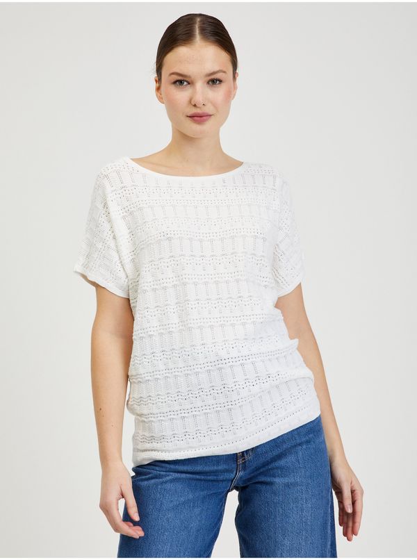 Orsay Women's cream sweater with short sleeves ORSAY