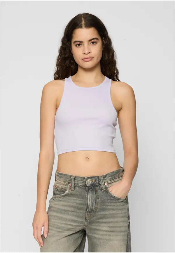 Urban Classics Women's Cropped Rib Top 2-Pack Softseagrass+Lilac