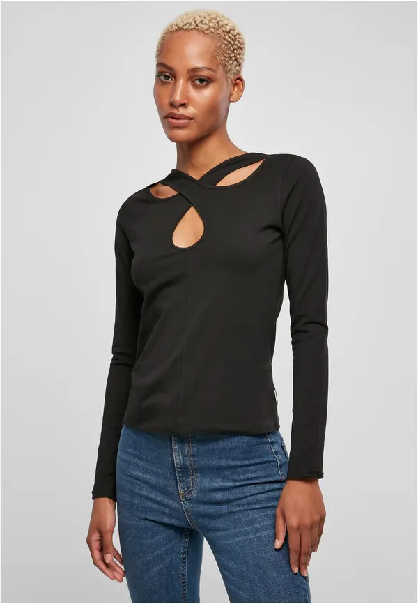 Urban Classics Women's crossed cutout with long sleeves black
