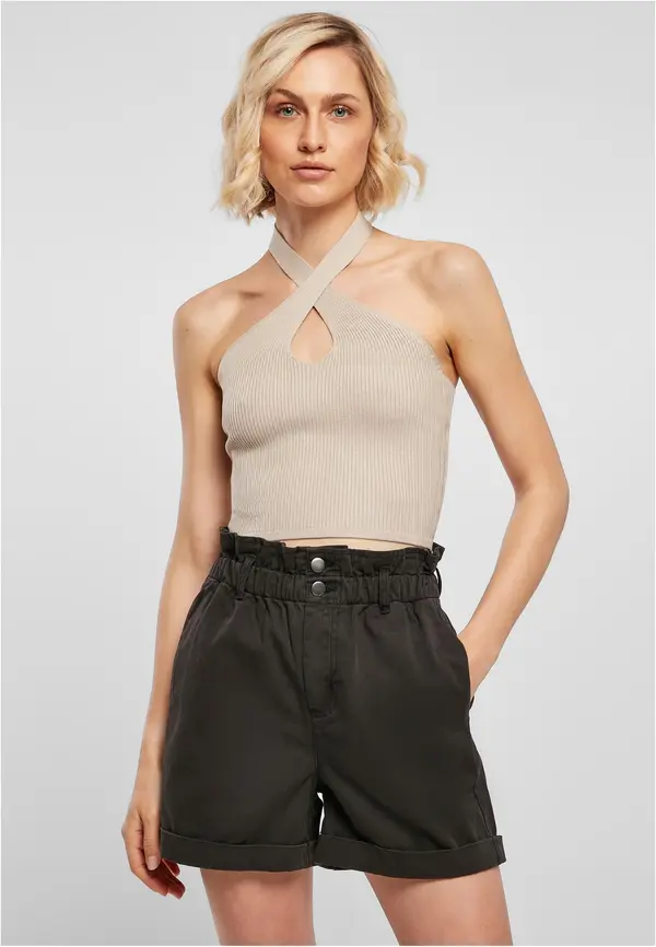 Urban Classics Women's crossed neck warmer Top lighttaupe