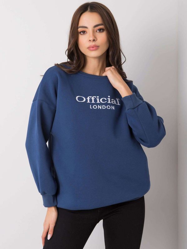 Fashionhunters Women's dark blue hooded sweatshirt Cherbourg